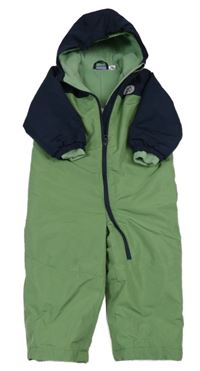 Zeleno-tmavomodrá šusťáková zimní kombinéza s kapucí Lupilu