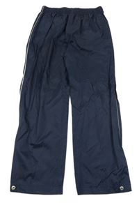 Tmavomodré šusťákové nepromokavé kalhoty 