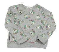 Světlešedá melírovaná mikina s jednorožci H&M