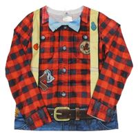 Kostým - Červeno-tmavošedé kostkované triko - kovboj