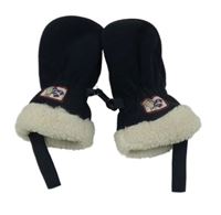 Tmavomodré fleecové rukavice s koníky 