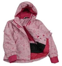 Světlerůžová šusťáková lyžařská funkční bunda s vločkami a kapucí Crivit