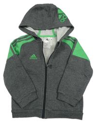 Tmavošedá propínací mikina s logem a kapucí Adidas