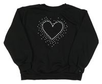 Černá mikina se srdíčkem z kamínkyů H&M