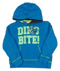 Azurová mikina s nápisem a kapucí Kids