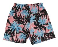 Světlerůžové kraťasy s palmami