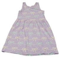 Lila bavlněné šaty s mašličkami H&M