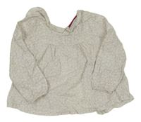 Bílo-šedá vzorovaná plátěná halenka s límečkem Obaibi