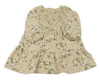 Pudrové kytičkované žabičkové šaty C&A