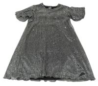 Stříbrné plisované šaty s flitry Nutmeg