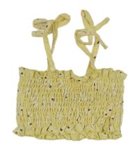 Žlutý kytičkovaný žabičkový crop top 