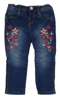 Tmavomodré rifle s kytičkami Dopodopo