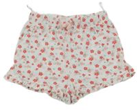 Bílo-červené kytičkované kraťasy C&A