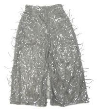 Stříbrné síťované culottes kalhoty s flitry Tu
