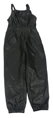 Černé koženkové laclové kalhoty ZARA