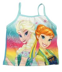 Barevno-mátovo-azurový plavkový top s Frozen Disney
