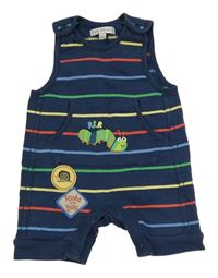 Tmavomodro-barevné pruhované teplákové laclové kraťasy se stonožkou a nášivkami a kapsou Debenhams