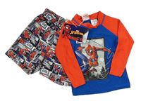 2Set - Safírovo/červené UV triko se Spider-manem + černo/bílé plážové kraťasy zn. MARVEL
