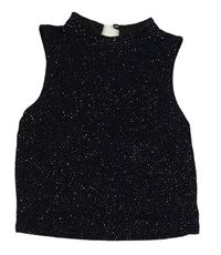 Černo-safírovo-zlatý třpytivý slavnostní crop top PRIMARK