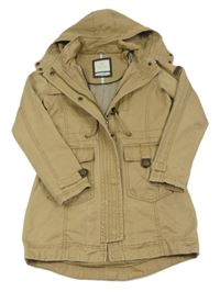 Světlehnědá plátěná podzimní parka s odepínací kapucí Cars Jeans
