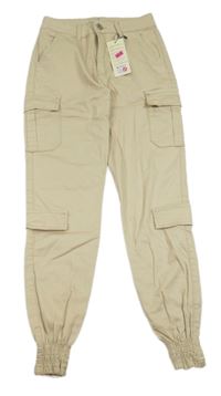 Nové - béžové cargo cuff plátěné kalhoty GIRL VIVI