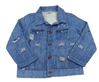 Modrá lehká košilová bunda riflového a prošoupaného vzhledu SHEIN