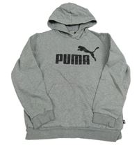 Šedá mikina s logem a kapsou a kapucí PUMA