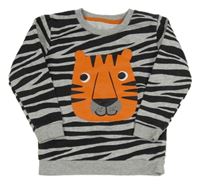 Šedo-černá vzorovaná melírovaná mikina s tygrem St. Bernard