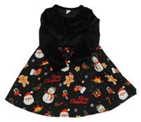 Černé sametovo/vzorované vánoční šaty s obrázky SHEIN