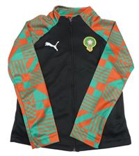 Černo-červeno-zelená propínací sportovní mikina se znakem a vzorem PUMA