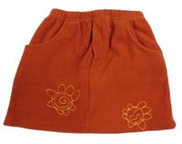 Rezavá fleecová sukně s květy Baby Bébé