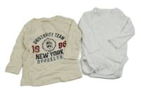 2Set - Smetanové triko s nápisy a číslem ZEEMAN + bílé zavinovací body C&A