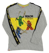 Šedo-žluté triko s lego NINJAGO a pruhem LEGO