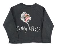 Tmavošedá mikina s lízátkem s překlápěcími flitry a nápisem Next