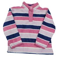 Lila-tmavomodro-růžová pruhovaná fleecová mikina Nutmeg