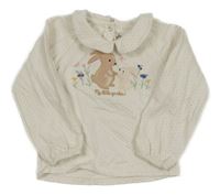 Bílo-růžová puntíkatá mikina s králíčky a límečkem Juniors