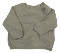 Šedo-béžový melírovaný svetr s kapsou C&A