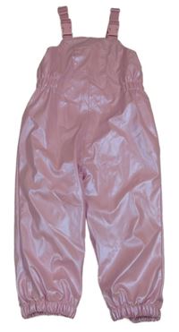 Světlerůžové lesklé nepromokavé laclové podšité kalhoty s kapsou Tu