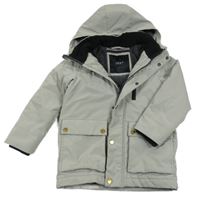 Šedá šusťáková zimní bunda s kapucí Next