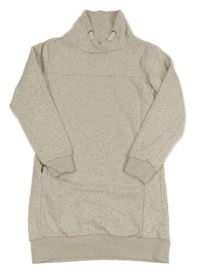 Světlebéžové melírované puntíkaté teplákové šaty se stojáčkem YIGGA