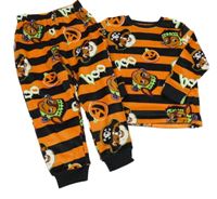 Černo-oranžové pruhované plyšové pyžamo s PAW PATROL a dýněmi nickelodeon 