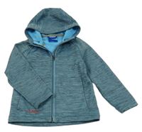 Světlemodro-tmavošedá thermo propínací mikina s kapucí sherpa