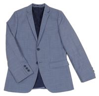 Modré kostkované melírované sako C&A