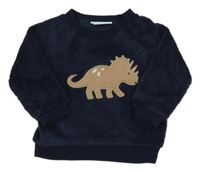 Tmavomodrá plyšová mikina s dinosaurem Pekkle