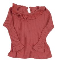 Jahodové žebrované triko s volánkem George