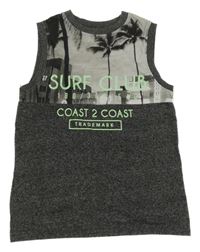 Antracitové tílko s palmami a nápisy YIGGA