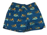 Petrolejové plážové kraťasy s tygry a listy NABAIJI