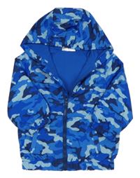 Modrá army šusťáková podzimní bunda s kapucí Ergee