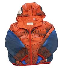 Červeno-tmavomodrá šusťáková jarní bunda s kapucí - Spiderman H&M