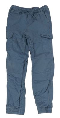 Modré plátěné cargo cuff kalhoty Matalan